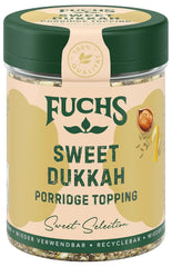 Fuchs Gewürze - Porridge Topping „Sweet Dukkah“ – knuspriges Topping mit Haselnuss, Sesam und Mandeln für Haferflocken – aus natürlichen Zutaten – 60 g in wiederverwendbarer, recyclebarer Dose
