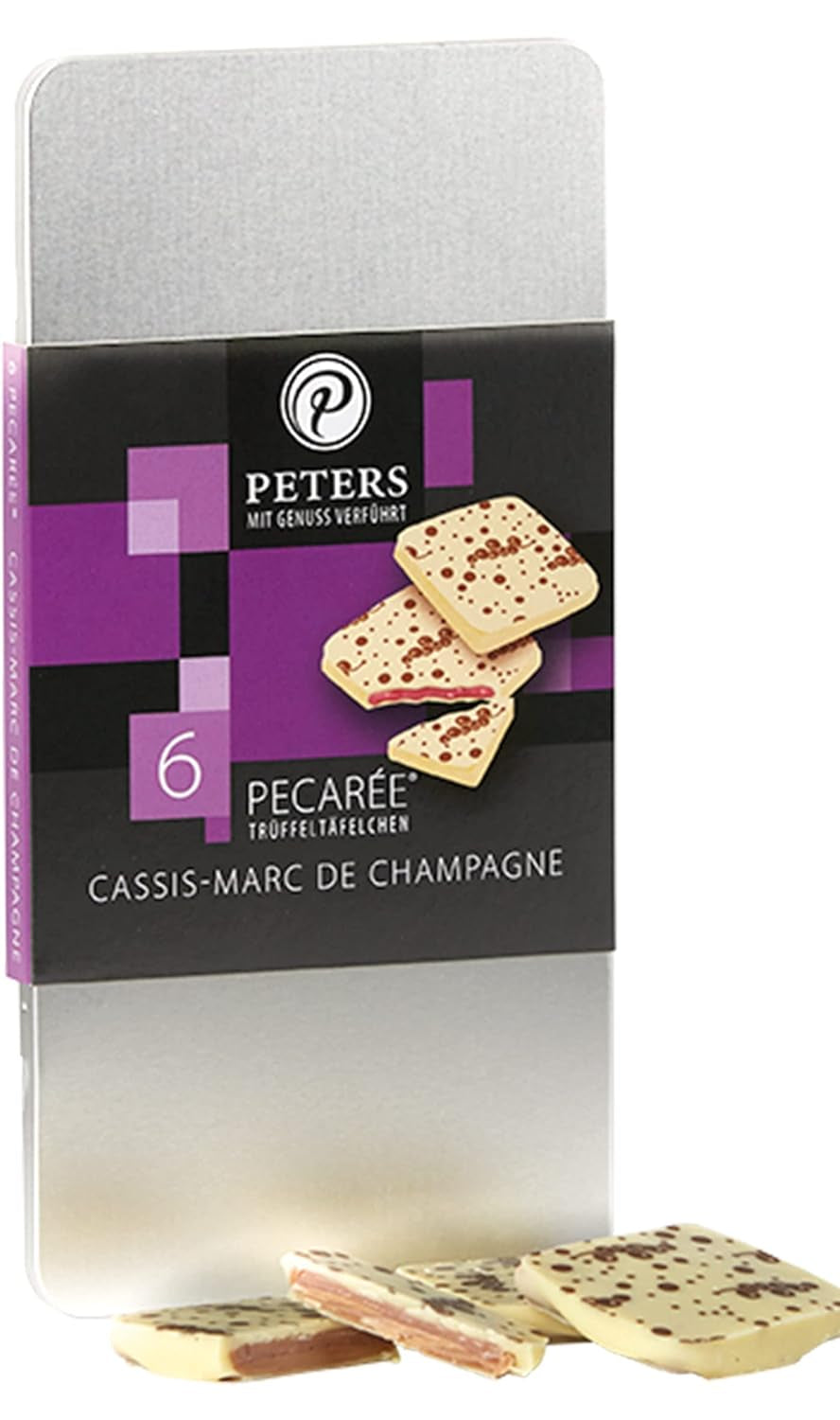 Peters, Batoane cu trufe si alcool, 63 grame Bomboane de Ciocolata Naty Shop Set de 6 bucati Cassis - Marc De Champagne
