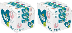 Pampers Sensitive Baby Feuchttücher, 624 Tücher (12 x 52), parfümfrei, für sanfte, schonende Reinigung (2er Pack)