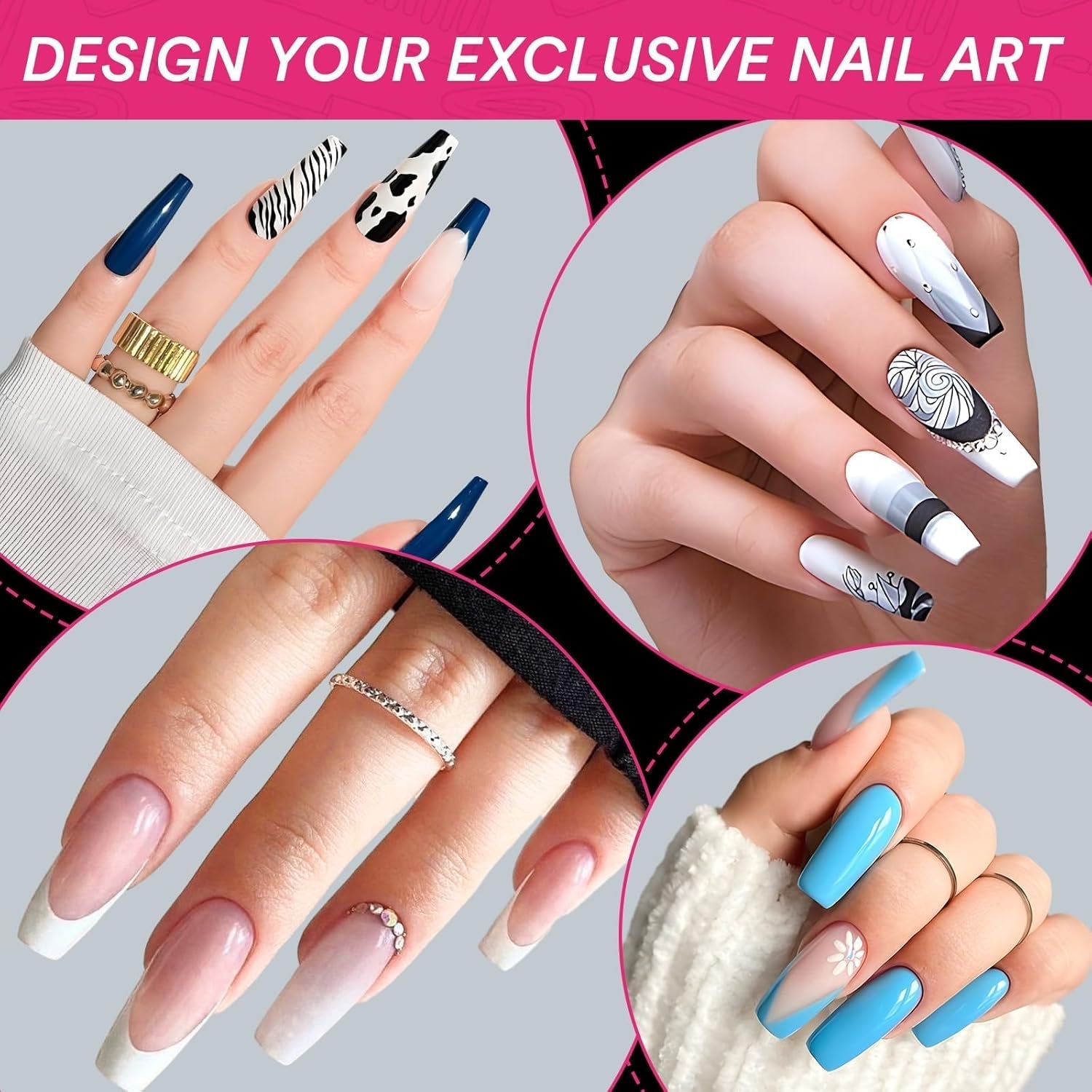 Alyvisun Tips Unghii Balet, 500 Bucăți Tips Unghii Acrilice Cu Acoperire Completă cu 240 Bucăți Set de Autocolante pentru Unghii, 10 Dimensiuni Tips Transparent pentru Unghii cu Gel Tips Unghii cu Gel Moale Tips Unghii Balerina