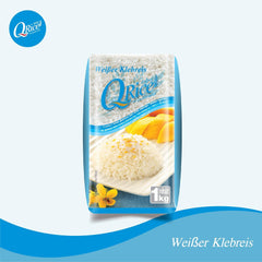 Q REIS | Weißer Klebreis Langkorn aus Thailand | Aromatisch mit klebriger Textur | Ideal für Currys, Sushi, Mochi oder Milchreis 1 x 1 kg