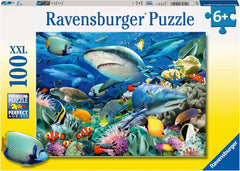 Ravensburger puzzle pentru copii - 10951 Reef Of Sharks - Puzzle cu lumea subacvatică pentru copii de la 6 ani, cu 100 de piese în format Xxl Puzzle Naty Shop Singur