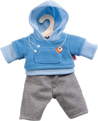 Heless 2240 - Jogginganzug für Puppen, 2-teilig, in den Farbvarianten Blau oder Pink, 1 von 2 Designs (optional), Größe 35 - 45 cm