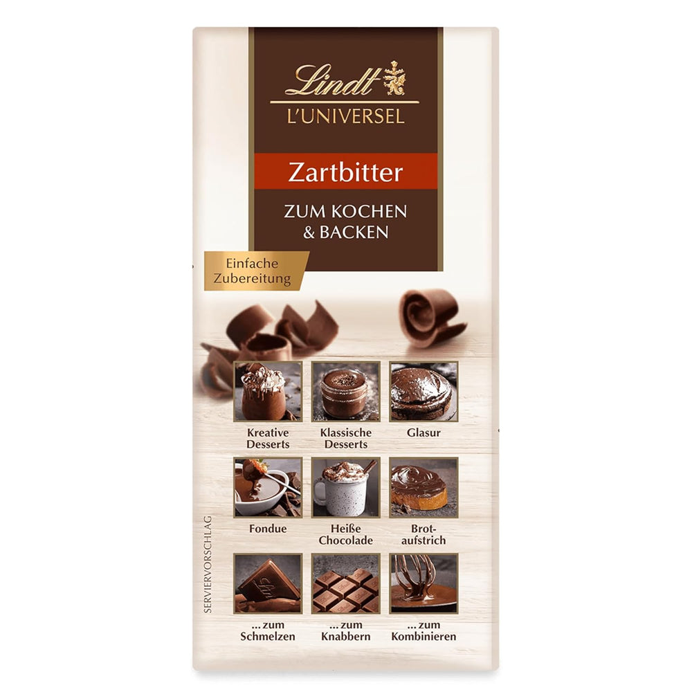Lindt-Schokolade | L'Universum | 200g Schokolade zum Kochen und Backen, für Desserts, als Glasur, Fondue, Aufstrich oder für Snacks | Schokolade zum Backen