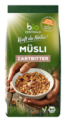 Biozentrales Müsli mit dunkler Schokolade | 500g Bio-Vegan | Ideal zum Frühstück und für die Tasse Müsli zum Mitnehmen | Alternative zu Müsliriegeln