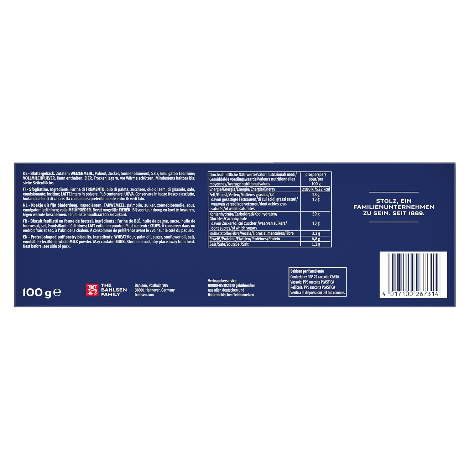 Covrigei foietaj Bahlsen - Pachet de 12 - Foietaj caramelizat în formă de covrig (12 x 100g)