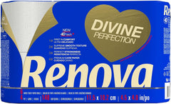 Hârtie igienică Renova Renova Divine Perfection, 42 role, hârtie igienică premium, 4 straturi, ultra moale, rezistență sporită, grosime, moale și absorbantă, hârtie certificată Fsc, 4400 G