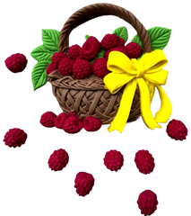 Korb mit Himbeeren – Set mit 9 essbaren Zuckerpaste-Dekorationen (1–8 cm) kaufen