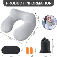 Aiqinu Pernă gonflabilă pentru gât Pernă de călătorie, Compact Quick Neck Pillow gonflabil cu capac de pernă lavabil pentru călătorii cu mașina, avionul, trenul, biroul, familia Perne calatorie Naty Shop