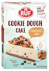 RUF Cookie Dough Cake Ohne Backen, Tortenboden Aus Keksteig Mit Frischkäse-Creme Und Schokoladenstückchen, Inkl. Kuchenform, 1X325G Mischung zum Backen und Kochen Naty Shop 325 G (1Er Pack) Cookie Dough Cake
