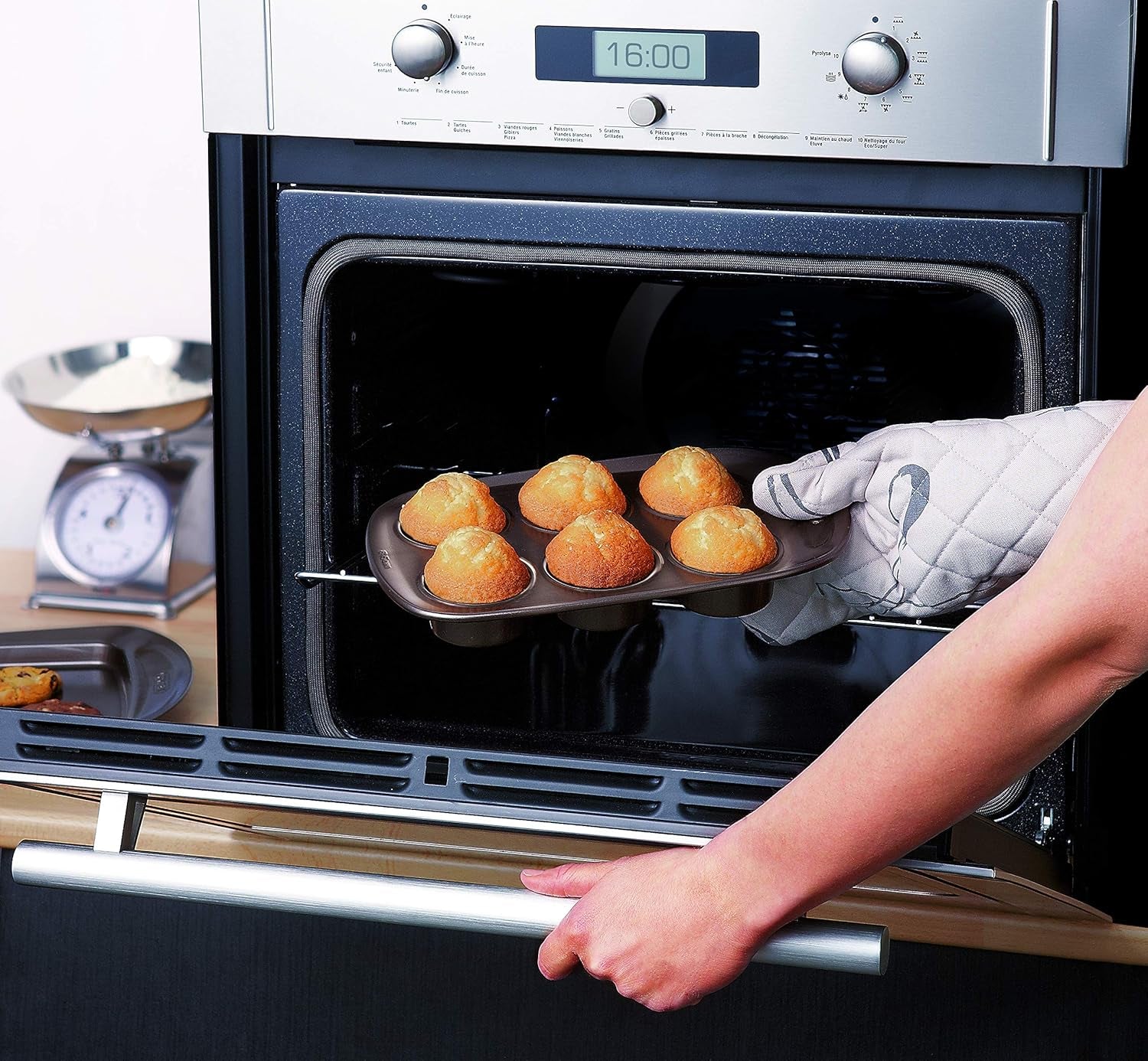 Pyrex BANDEJA 6 MAGDALENAS ASIMETRIA PX Muffinförmchen, Metall, Bunt, 6 Magdalena Matrite si tavi pentru copt Naty Shop