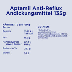 Aptamil Anti-Reflux – Komplette Formel von Geburt an, diätetische Behandlung, Erbrechen und Aufstoßen, Babynahrung, Milchpulver, 6 x 135 g