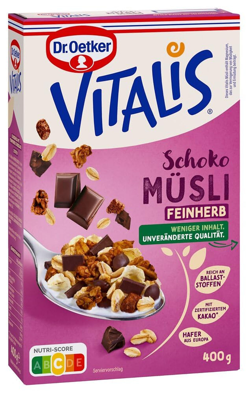 Dr. Oetker Vitalis Zartbitter-Schoko-Müsli: Zartbitter-Schoko-Frühstücksmüsli, 6er-Pack (6 x 600 g)