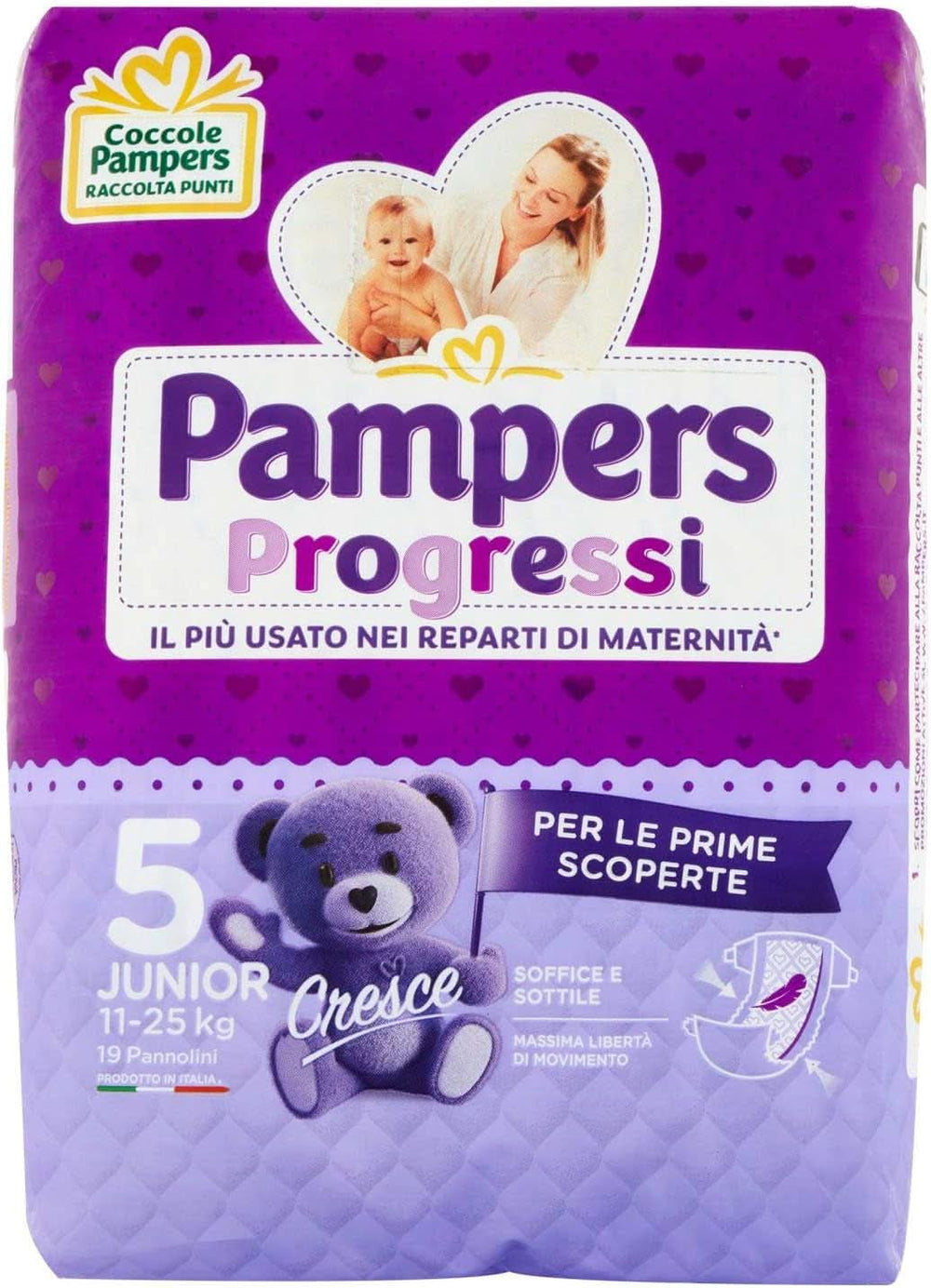 Pampers Progressi Maxi Windeln 11-25 kg, Größe 5 (19 Stück) Mutter und Kind Naty Shop Größe 5 (19 Stück)