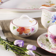 Villeroy & Boch - Zahărniță Mariefleur, Culori Asortate, Se poate spăla în mașina de spălat vase, Se poate pune în cuptorul cu microunde, Zahărniță cu Capac, Recipient pentru zahăr, Depozitare, Accesoriu pentru cafea, Veselă florală, Porțelan Premium