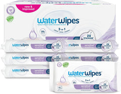 WaterWipes Sensitive+ Soothing Clean, 360 Stück (6er-Pack), 3-in-1-Reinigung, Pflege und Beruhigung, 99 % Wasser mit Pflanzenextrakt, parfümfreie Babytücher