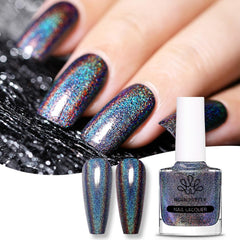 Born Pretty Glitzer-Nagellack, Rainbow Shining Glitter Super Shine Black Nail Art Nagellack