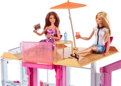 Barbie House Dream Villa, 3-stöckiges Stadthaus mit 5 Zimmern, inklusive Zubehör wie Möbeln, faltbar und Aufbewahrung, Spielzeug ab 3 Jahren, DLY32 Naty Shop Puppenhäuser