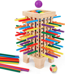 Japace Holz-Montessori-Brettspiel, 42 bunte Holzstäbchen, Würfelspiel, Mathe-Lernspielzeug für Kinder im Alter von 3, 4, 5, 6 Jahren, Feinmotorik- und Zählspielzeug, Familienspiel, Reisespiel für Kinder