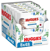 Huggies natürlich biologisch abbaubare Feuchttücher für empfindliche Babys, 8 x 48 Tücher, Großpackung