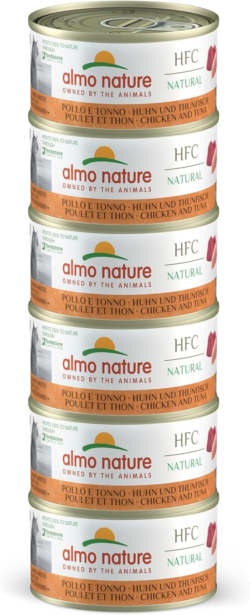 Almo Nature HFC Natural - Hrană umedă pentru pisici adulte - pui și ton - grad uman, fără gluten - 6 X 70G
