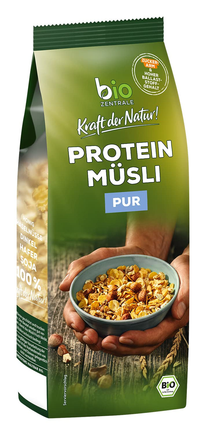 Biozentrale Proteinmüsli pur – 375g – Bio mit Honig – Als Frühstücksflocken oder als Snack