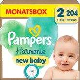 Pampers Harmony Windeln Größe 2, 204 Windeln, 4kg-8kg, sanfter Hautschutz mit 100 % Pampers-Schutz