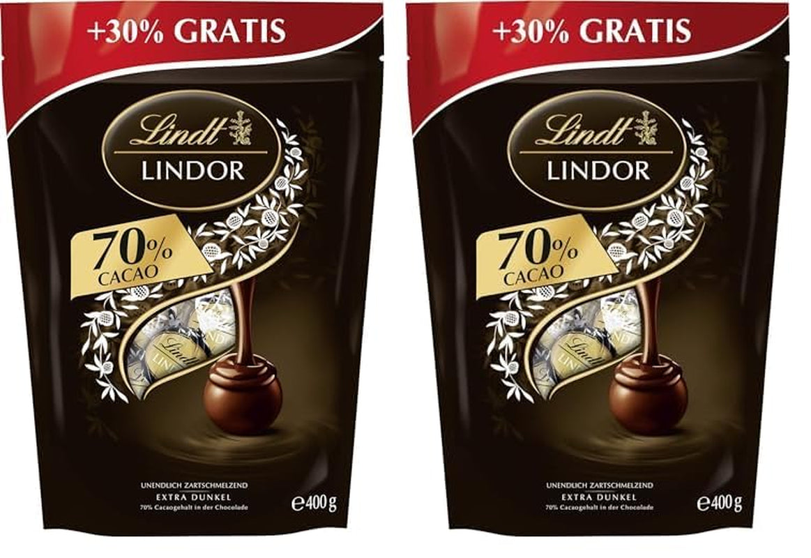 Ciocolată Lindt LINDOR bile de ciocolată neagră, 400 grame Bomboane de Ciocolata Naty Shop 2 x 400 grame
