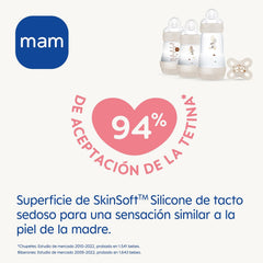 Set MAM Nou-născut, Set Cadou, format din: 2 x Biberoane Anti-Colic 160 ml, 1 x Biberon Anti-Colic 260 ml, 1 x Suzetă Original Start, 1 x Broșă pentru suzetă, de la 0 luni, Neutro