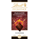 Lindt EXCELLENCE Teigstücke mit Pailletten und Karamell – Feine dunkle Schokolade mit intensivem Kakaogeschmack
