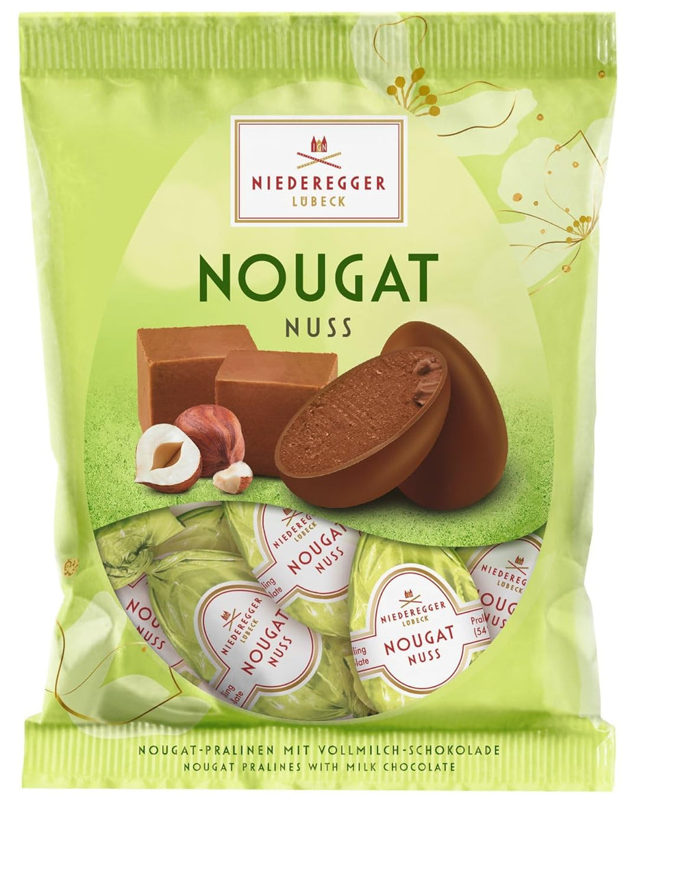 Niederegger | Nougat-Eier | 1 x 87g | Haselnusseier und Nougat umhüllt von Milchschokolade | Ostergeschenk | Ostereier