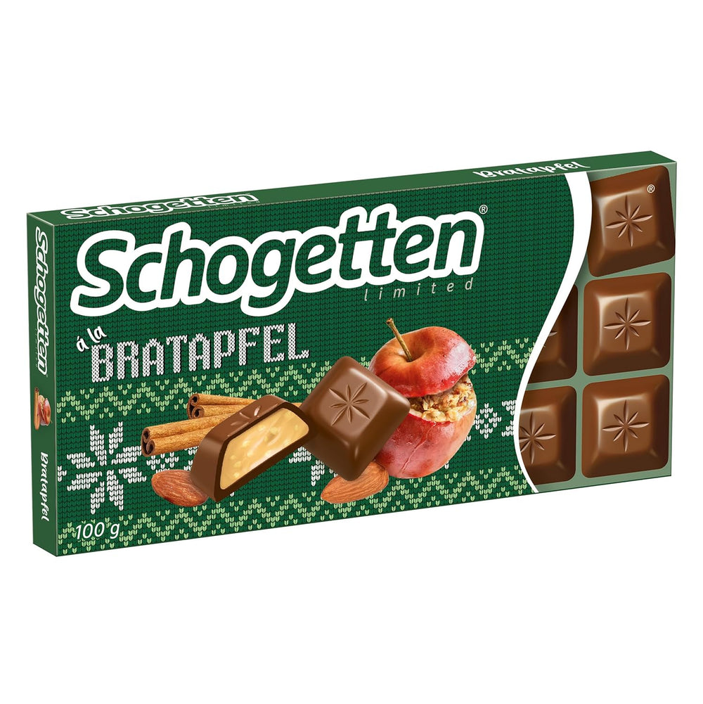 Schogetten Winter Edition mit reifen Äpfeln I Schokoriegel 100g I mit Vollmilchschokolade und in praktischen Einzelstücken