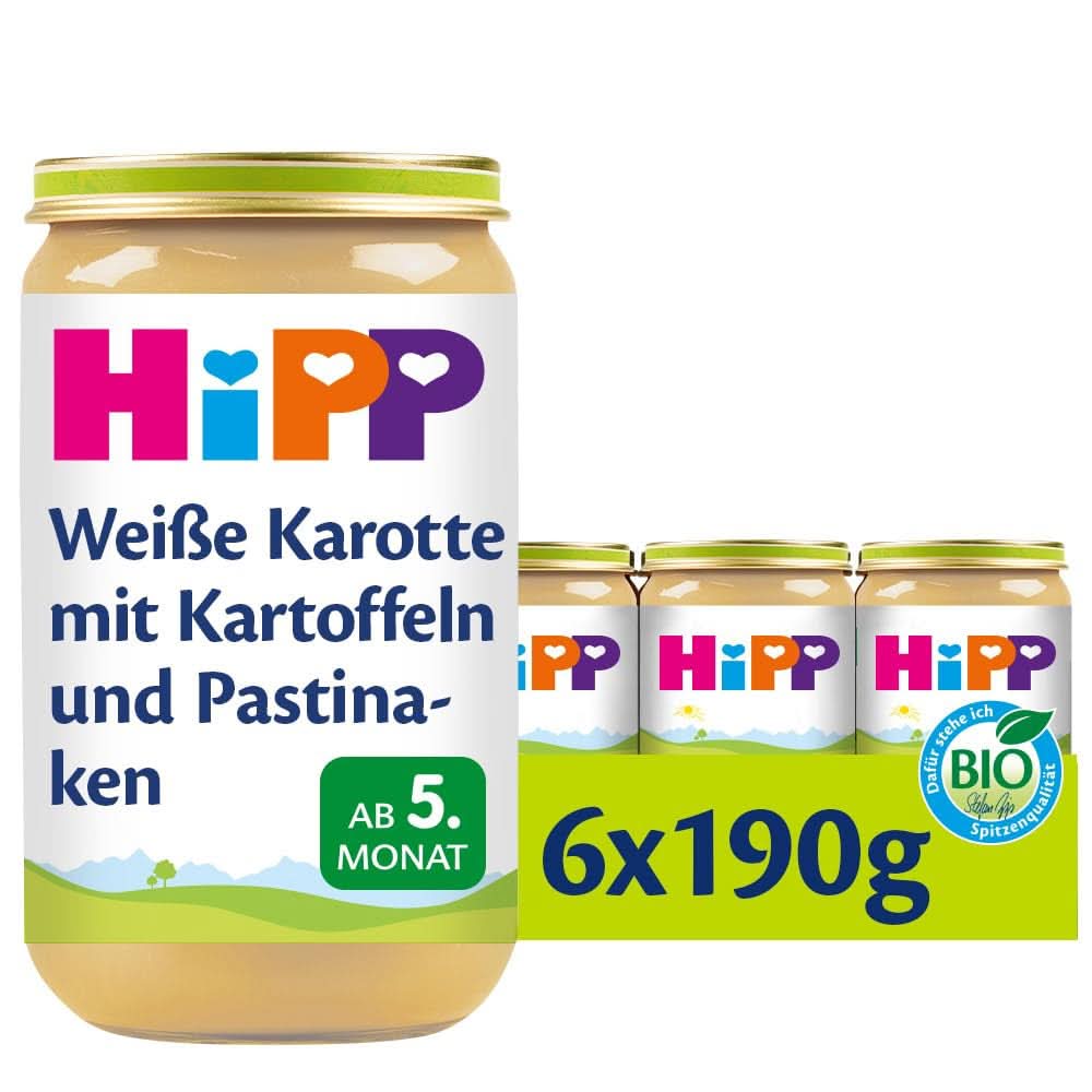 Hipp Gemüse Weiße Karotte mit Kartoffeln und Pastinaken, 6er Pack (6 x 190 Gramm) Mutter und Kind Naty Shop