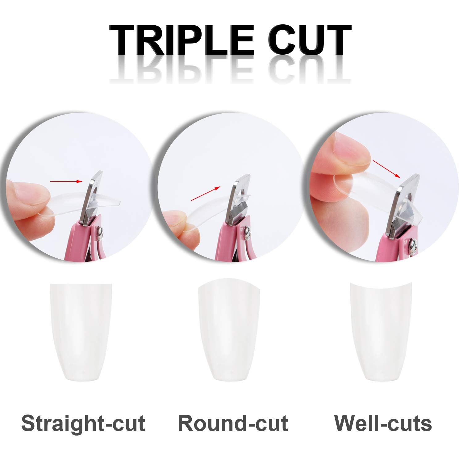 MWOOT 3 bucăți unghii false clește acrilic unghii clește, oțel inoxidabil unghii vârfuri tăietor trimmer manichiură instrument pentru unghii acrilice cu gel artificial