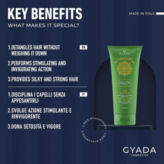 GYADA COSMETICS, compresă ayurvedică de întărire Hyalurvedic, tratament profesional pentru păr fin și slab, combate încrețirea cu methi, maca, henna neutră, 200 ml Masca de par Naty Shop