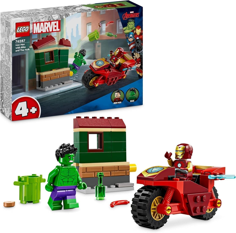 LEGO Marvel Iron Man mit Fahrrad und Hulk, Superhelden-Bauspielzeug für Kinder, Fahrrad- und Minifiguren-Sammelset, Geschenk für Mädchen und Jungen ab 4 Jahren 76287 Bausets Besuche den LEGO-Store Standardtitel