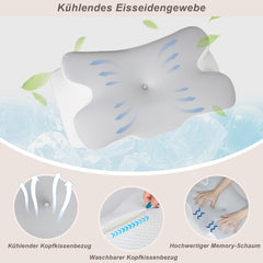 Pernă pentru gât Pernă ortopedică pentru cap Pernă din spumă de memorie Pernă pentru impact lateral - Design ergonomic Cu formă goală Pentru impact lateral, dorsal și abdominal Gri deschis Perne ortopedice cervicale Naty Shop