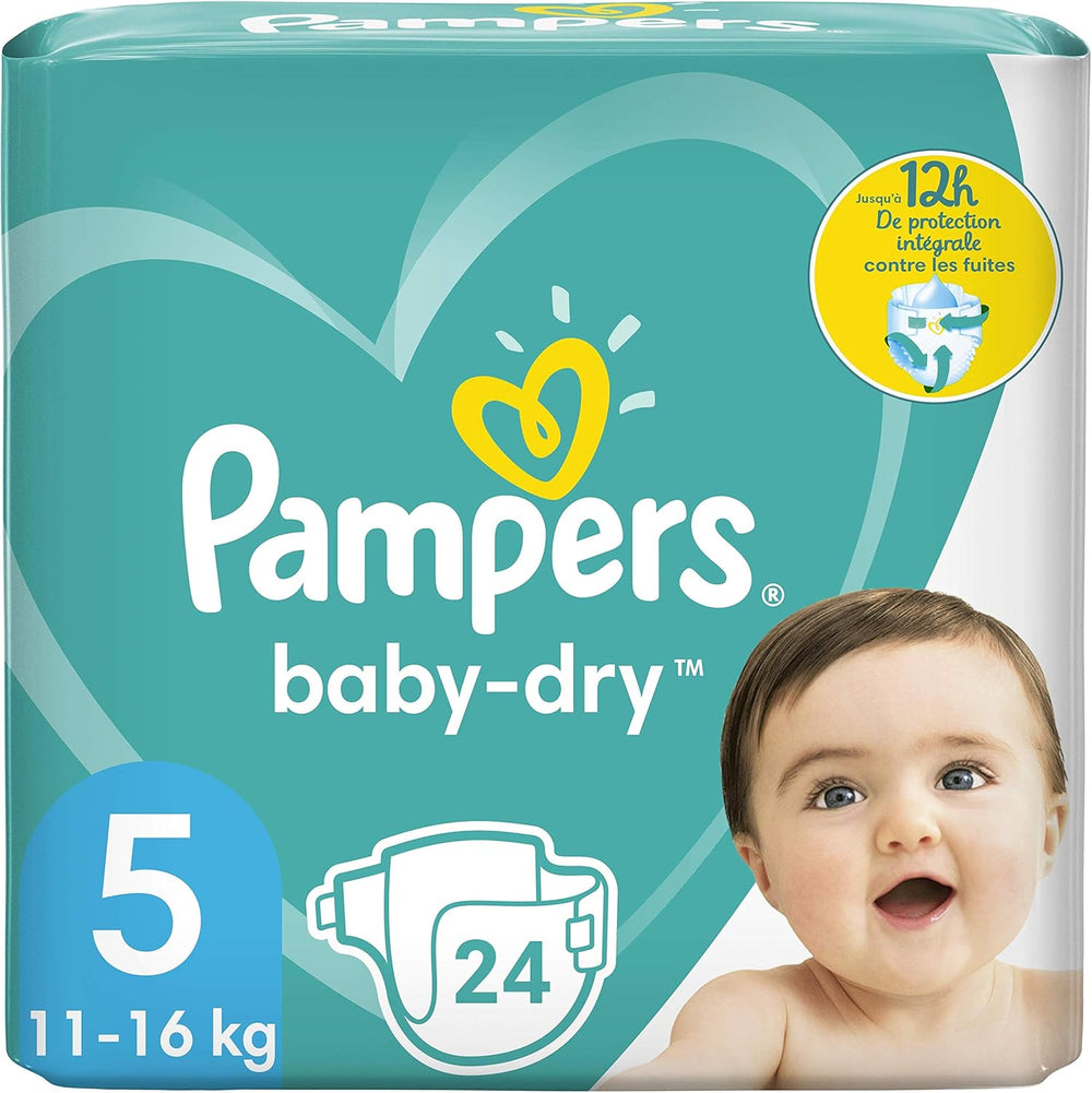 Pampers Windeln für Babys Größe 5 (11-16 kg), 24 Stück, bis zu 12 Stunden Auslaufschutz
