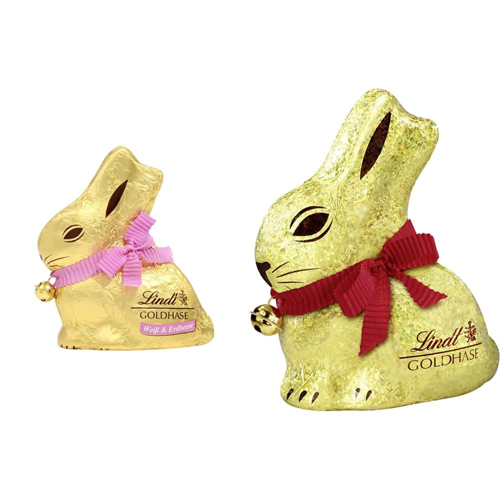GOLDENER HASE mit Schokolade | 100 g DER GOLDENE HASE | Premium Weiße Schokolade und GOLDEN BUNNY Glamour Gold Edition Schokolade | 100 g DER GOLDENE HASE