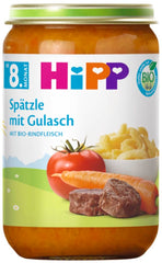 HiPP Spätzle mit Gulasch (6 x 220g), Mahlzeit ab 8 Monaten, ohne Salzzusatz, mit Omega-3, beste Bio-Qualität
