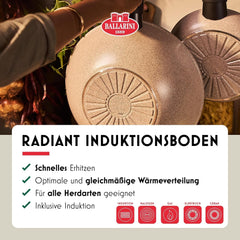 Ledro Bratpfanne, 24 cm, Aluminium, induktionsgeeignet, Antihaft-Keramikbeschichtung, Thermopoint, Made in Italy, beige Töpfe und Pfannen Naty Shop