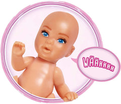 Simba 105733480 – Steffi Love Babyrucksack, schwangere Puppe mit Baby und tollen Geräuschen, Babyzubehör und Babytrage, rosa Naty Shop Dolls