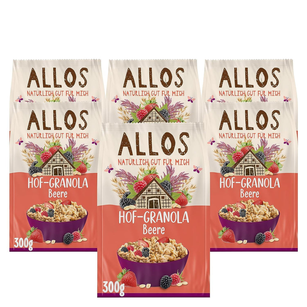 Allos Hof Müsli mit Beeren | Bio-Müsli | Müsli mit Beeren | Knuspriges Müsli | Müsli zum Frühstück | 6er Pack (6 x 300g), 1 Stück (6er Pack)