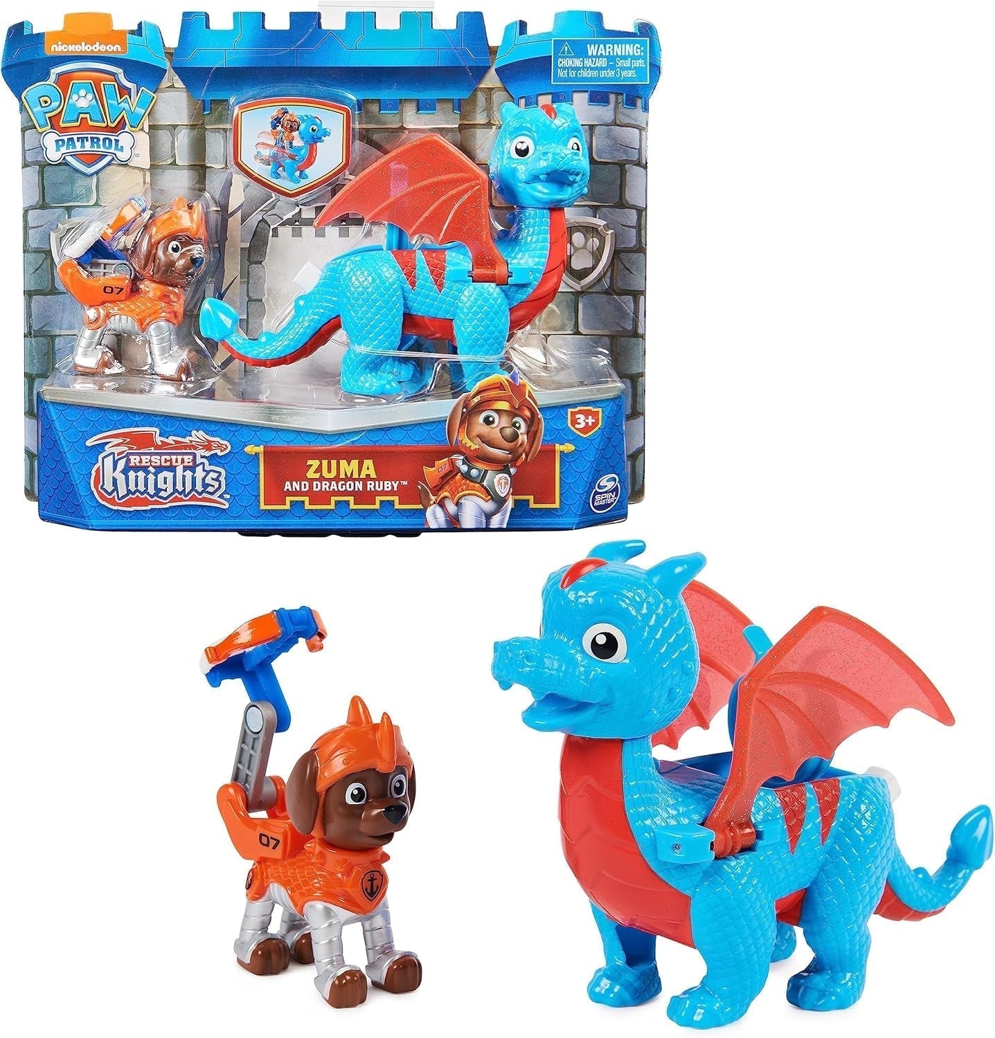Paw Patrol, Rescue Knights Rubble și Dragon Blizzie set de figurine de acțiune, jucărie potrivită pentru copii cu vârsta de 3 ani și peste Action figures Naty Shop Singur Zuma