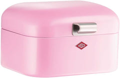 Coș pentru pâine Wesco Mini Grandy în culoarea roz, tablă de oțel acoperită cu pulbere, găuri de ventilație și mâner robust Cutii depozitare alimente Naty Shop Roz