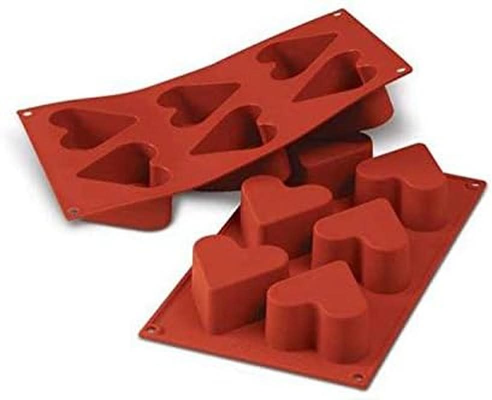 Silikomart 20.036.00.0060 SF 036, Küchenherz Naty Shop L (65 x 40 mm. Volumen: 6 x 130 ml), 6 x Herzen