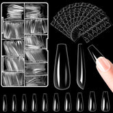 Alyvisun Tips Unghii Balet, 500 Bucăți Tips Unghii Acrilice Cu Acoperire Completă cu 240 Bucăți Set de Autocolante pentru Unghii, 10 Dimensiuni Tips Transparent pentru Unghii cu Gel Tips Unghii cu Gel Moale Tips Unghii Balerina