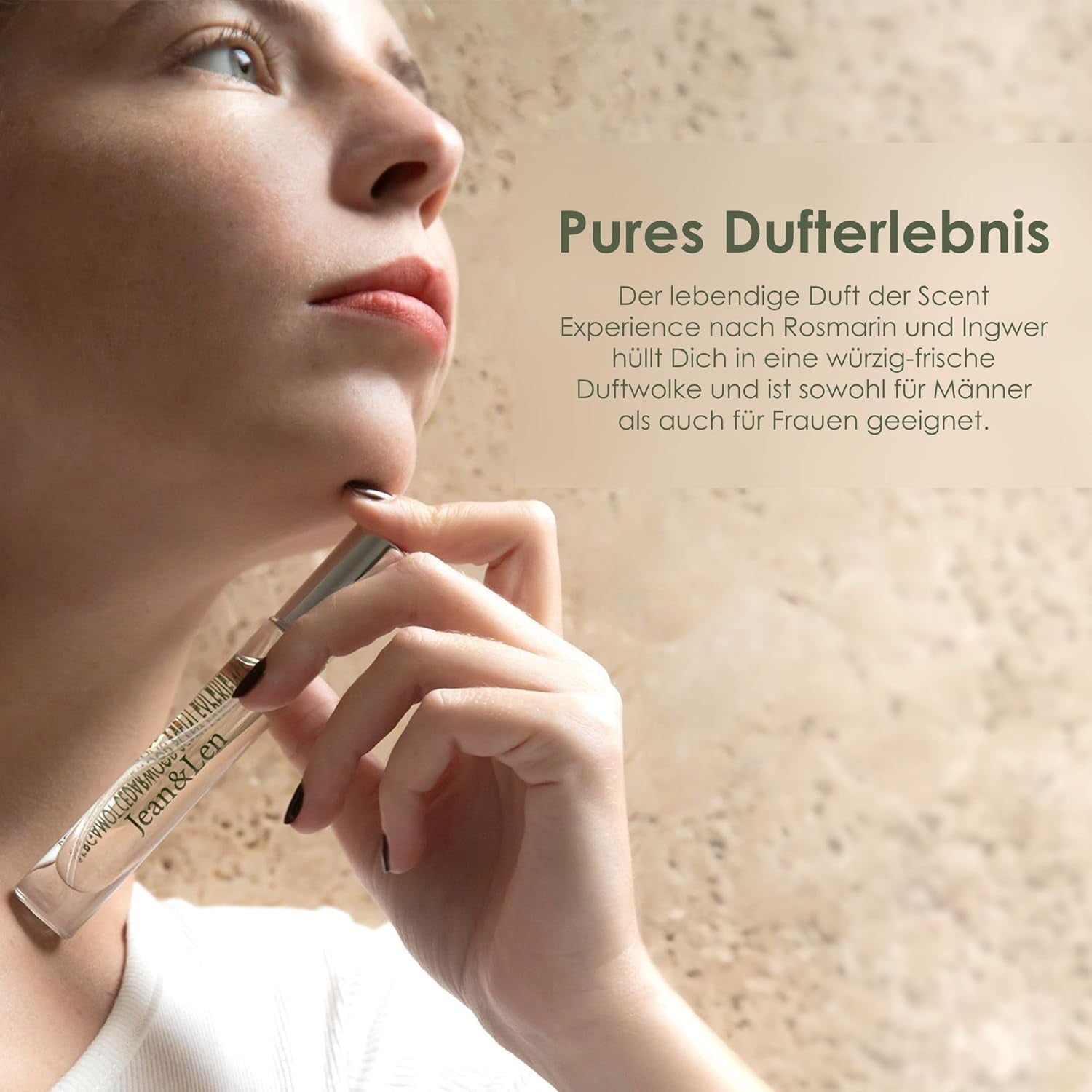 Jean & Len Scent Experience Rosemary & Ginger, Apă de toaletă cu aromă de rozmarin și ghimbir, Mini parfum practic, Ideal pentru călătorii, Sticlă de înaltă calitate, 10 ml
