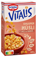 Dr. Oetker Vitalis Crunchy Flakes: Knuspermüsli mit Cornflakes und Mandelstückchen, 5er Pack (5 x 600g)