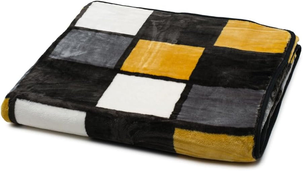 Gözze - Pătură moale și confortabilă, senzație de cașmir, greutate mare a țesăturii 500 G/M², Antigua, 150 X 200 Cm - Muștar/Negru/Alb Paturi si Cuverturi Besuche den Gözze-Store Muștar/negru/alb